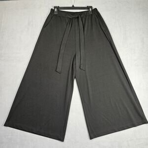 Clara Sun Woo Pants Womens Large Black Wide Leg Crop Stretchy Pull On Casual